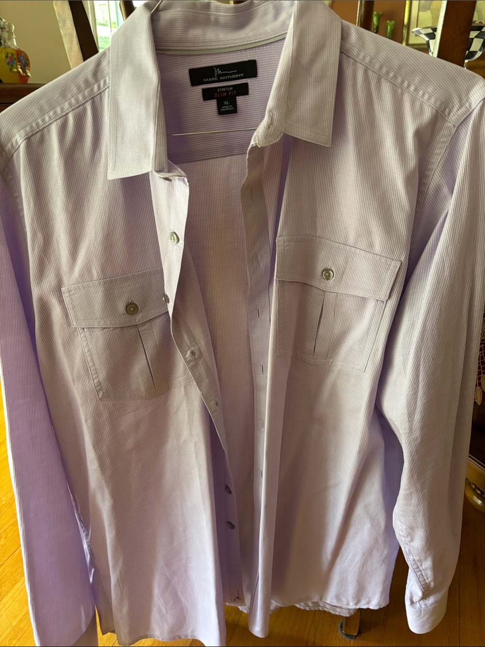 Marc Anthony Men's Light Lavender Button-Down Shirt